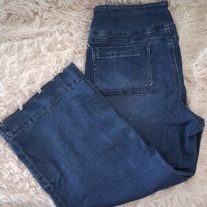 Belle by Kim Gravel Dark Blue Wide-Leg Pull-On Jeans